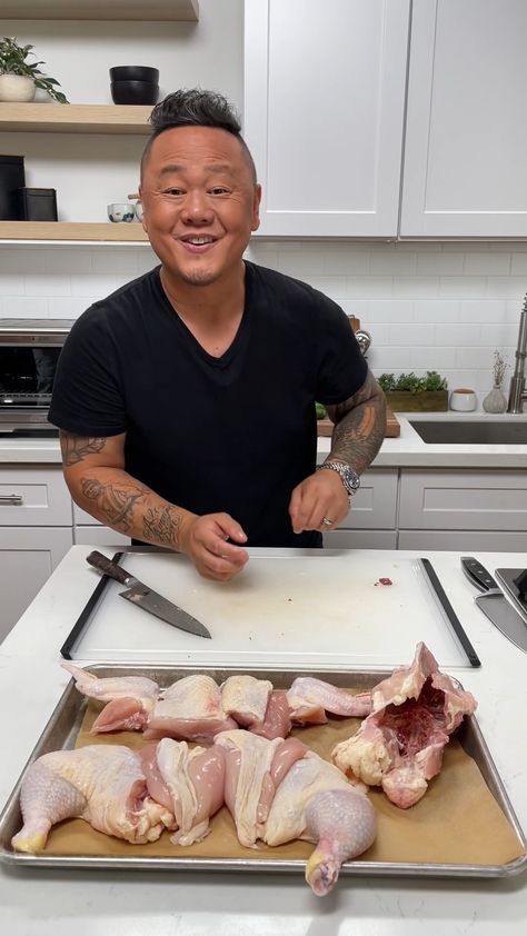 How to Break Down a Chicken with Jet Tila | Buy a WHOLE chicken and break it down like Chef Jet Tila 🔪 Catch up on all episodes of Jet's series #ReadyJetCook on Food Network's YouTube:... | By Food Network Chef Jet Tila, Jet Tila, Chicken Pecking, Turkey Video, Turkey Dishes, Chicken Meat, Barefoot Contessa, Weird Words, Whole Chicken