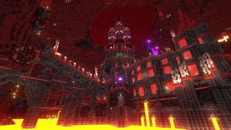 Nether Castle, Empire Minecraft, Nether House, Castle Minecraft, Victorian Castle, Rumah Minecraft Sederhana, City Ideas, Minecraft Structures, Dark Castle