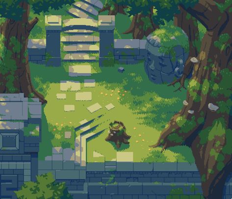 ArtStation - Statue forest, Dani Riise Pixel Map, Top Down Game, Idle Game, Pixel Art Landscape, Modele Pixel Art, Indie Game Art, Game Graphics, Pixel Art Background, Bg Design