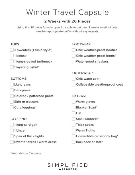 16 Days using just 20 Items? Yes! It's possible to pack light, even in winter. It's like a tricky game of tetris to figure out how to pack for 2 weeks in a carryon any time of year, but especially when you’re dealing with bulky items, like chunky sweaters and boots! My promise to you is that these 20 items WILL fit into a carryon and still leave room for underwear, socks, and PJs. #travelcapsule #winterpacking #wintercapsule #carryonpacking #travelpacking How To Pack For A Month Long Trip Winter, 1 Month Packing List Winter, Winter Packing List Carry On, What To Pack For Vienna In Winter, 2 Weeks In Europe Packing Winter, Winter Travel Packing List, Pack For 2 Weeks, Winter Trip Packing List, Winter Travel Wardrobe