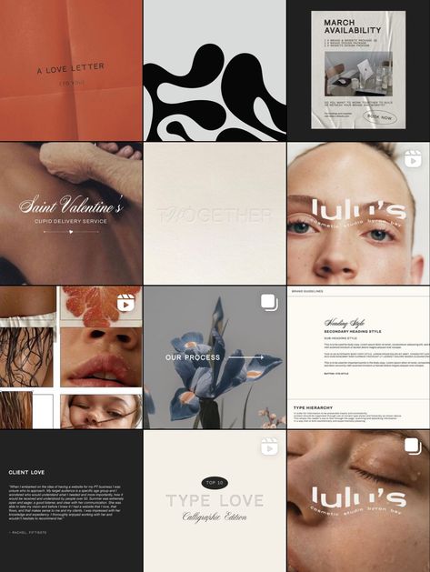 Graphic Design Layouts Instagram, Instagram Grid Graphic Design, Instagram Design Layout Ideas, Branded Instagram Feed, New Brand Instagram Feed, Aesthetic Instagram Feed Graphic Design, Branding Design Instagram Feed, Instagram Feed For Designers, Employee Highlight Social Media