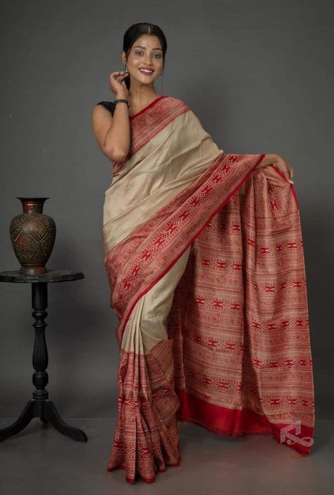 The Elegance Block Printed Murshidabad Silk Sarees are truly a timeless piece for any wardrobe. With their lightweight feel, stunning block prints, and genuine silk fabric, these sarees are perfect for any event. Add one to your collection today and step out in style!

At just ₹4110 (+ shipping) White And Red Silk Saree, Red Silk Saree, Block Print Saree, Boutique Dress Designs, Elegant Saree, Tussar Silk Saree, Silk Sarees Online, Soft Silk Sarees, Traditional Sarees