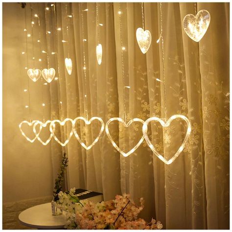 Heart String Lights, Hanging String Lights, Led Curtain, Curtain String Lights, Indoor String Lights, Window Light, Dreamy Room, Light Garland, Curtain Lights