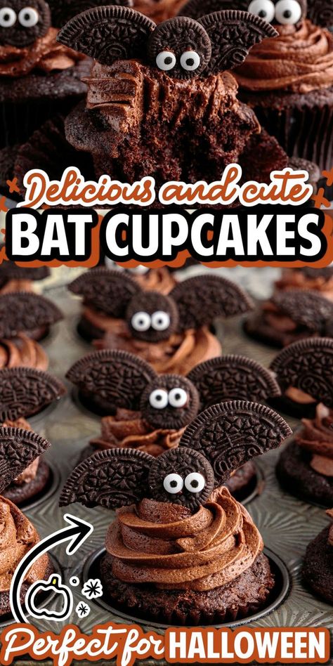 Bat Cupcakes Cupcake Icing Recipe, Bat Cake, Bat Cupcakes, Piping Frosting, Halloween Food Desserts, Halloween Party Snacks, Soft Chocolate Chip Cookies, Moist Cake, Cupcake Recipes Chocolate