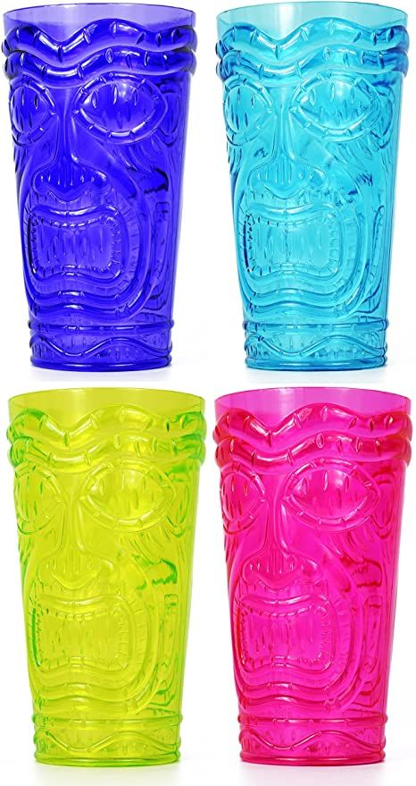 Tiki Party Food, Tiki Cups, Beach Vacation Accessories, Hawaiian Drinks, Tiki Glasses, Survivor Party, Drinkware Set, Luau Food, Tiki Mugs