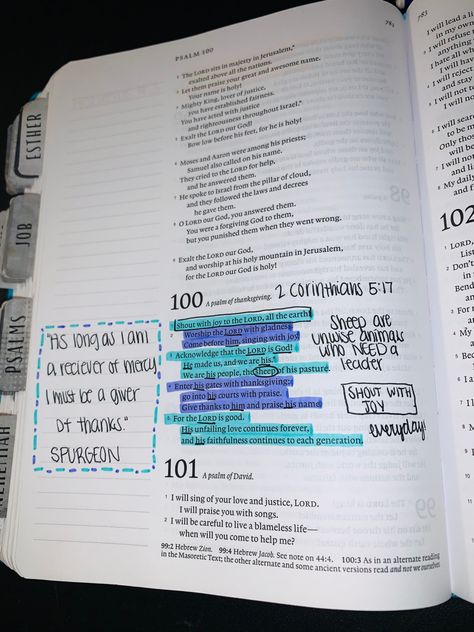 Nlt Journaling Bible, Psalm 100, Cute Bibles, Faith Scripture, Bible Journal Notes, Inspire Bible Journaling, Christian Bible Study, Bible Study Lessons, Christian Motivation