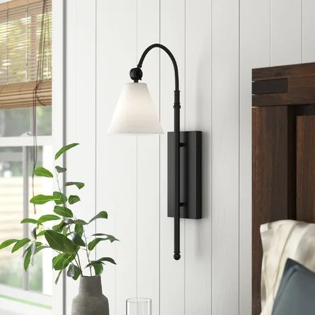 Bedside Sconces Wall Mount, Bedroom Sconces Bedside, Bedside Sconces, Black Sconces, Metal Fabric, Wayfair Furniture, Bedside Lamps, Sconces Bedroom, Wall Sconces Bedroom