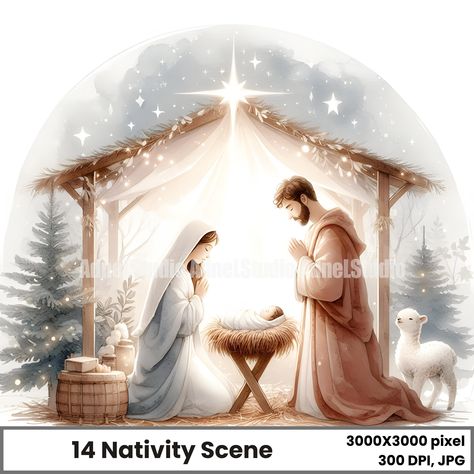 Christrmas Nativity Scene Clipart Set, Religious Christmas Designs, Holy Family Digital Art for Cards, Christmas Nativity Illustrations, by AdneLStudio on Etsy Nativity Shepherds, Family Digital Art, Nativity Scene Clipart, Nativity Christmas Cards, Nativity Clipart, Religious Christmas Cards, Crafts Cards, True Meaning Of Christmas, Christmas Nativity Scene