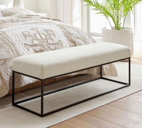 Bedroom Benches, End of Bed Seating & Storage Benches | Pottery Barn End Of Bed Seating, End Of Bed Bench, Outdoor Cushion Covers, Bed Bench, Seat Storage, Bedroom Bench, Outdoor Furniture Collections, Upholstered Ottoman, Upholstered Bench