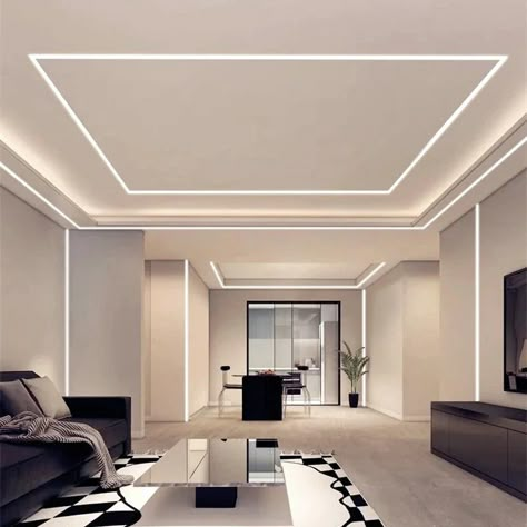 Profile Lights, Modern Recessed Lighting, Plain Ceiling, Kitchen Ceiling Design, Profile Light, Simple Ceiling Design, Led Aluminum Profile, Simple Ceiling, New Ceiling Design