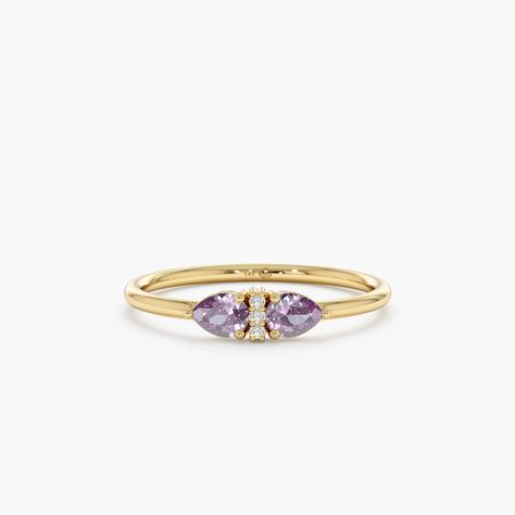 February Birthstone, Amethyst Gold Ring, Pear Shape Amethyst, Engagement Ring, Birthday Gift Idea, 14K 18K Solid Gold, Yellow White Rose, Sarah Elise Jewelry Art Deco Rings, Memory Ring, Gold Amethyst Ring, Handmade Fine Jewelry, Amethyst Gold, Solid Gold Rings, Diamond Carat, Initial Jewelry, Gold Wedding Rings