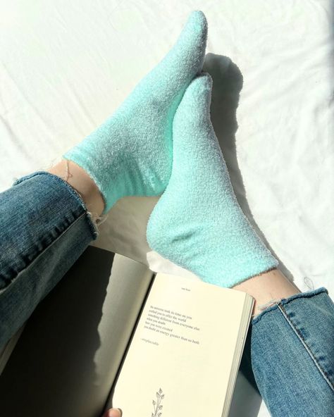 slip into your favorite book while treating your feet to the soft, soothing comfort of our teal aloe-infused socks and gloves 🩵📖 #selfcare #cozy #readabook #aloeinfused #socks #ilovemybucky Favorite Books, Gloves, Socks, Quick Saves