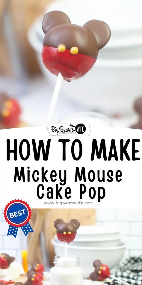 Mickey Mouse Lovers, these Mickey Mouse Cake Pops are for y'all! Don't worry! They're super simple to make and would be super cute for a birthday party or any Disney themed party! via @bigbearswife Easy Mickey Mouse Cake, Cake Pops Mickey Mouse, Mickey Themed Birthday, Mickey Mouse Cake Pops, Mickey Cake Pops, Mouse Recipes, Oil Based Food Coloring, Candy Wafers, Cake Pop Maker