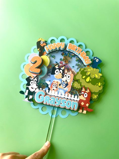 Bluey inspired Cake Topper Custom - Etsy.de Bluey Cake Topper, Blue Cake Topper, Fiesta Bluey, Balloon Bar, Super Mario Cake, Bluey Party, Mario Cake, Bluey Birthday, Cake Name