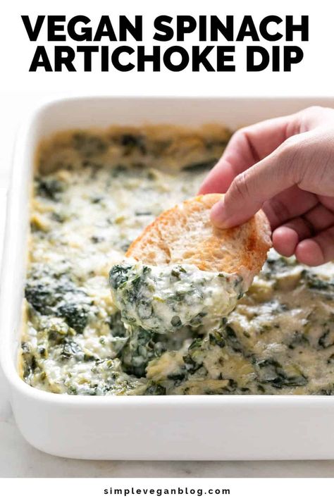 Vegan Spinach Artichoke Dip Vegan Artichoke Dip, Vegan Superbowl, Superbowl Foods, Spinach Vegan, Vegan Spinach Artichoke Dip, Super Bowl Food Healthy, Spinach Artichoke Dip Recipe, Vegan Spinach, Artichoke Dip Recipe