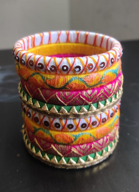 Fabric Bangles Handmade, Mirror Jewellery, Fabric Bangles, Silk Thread Bangles Design, Silk Thread Earrings, Thread Bangles Design, Diy Fabric Jewellery, Fabric Jewellery, Jean Purse