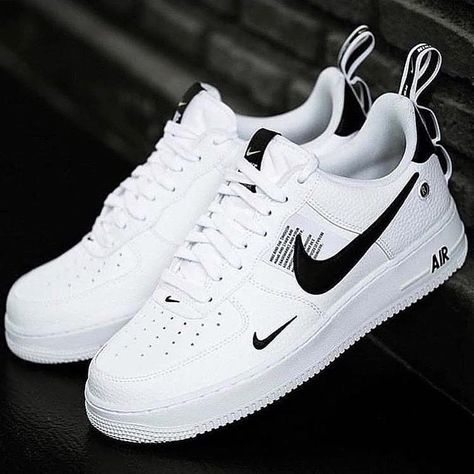 Air Force 1 ‘07 LV8 Utility - White/Black White Nike Shoes Womens, Black Nike Sneakers, Nike Shoes Air Force, White Nike Shoes, Black Nike Shoes, Custom Nike Shoes, Nike Air Shoes, Nike Tennis, Cute Nike Shoes