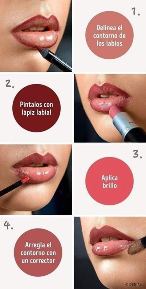 Red Ombre Lips, Teknik Makeup, Apply Lip Gloss, Apply Lipstick, Lipstick Tutorial, Lip Makeup Tutorial, Red Lip Makeup, Ombre Lips, Natural Lip Colors