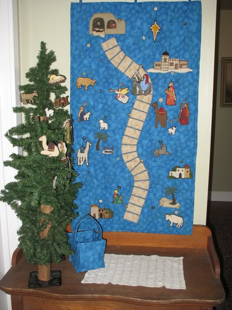 Road to Bethlehem Advent Calendar Calendar Homemade, Preschool Advent, Fun Advent Calendar, December First, Advent Calendar Pattern, Cool Advent Calendars, Bethlehem Christmas, Faith Crafts, Christ Centered Christmas