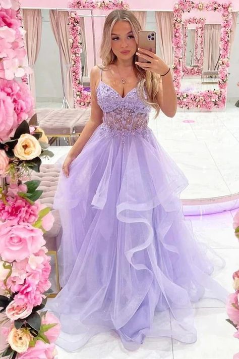 Vestido Color Lila, Extra Heels, Bead Lace, Tulle Evening Dress, Lace Formal Dress, Long Prom Dresses, Pretty Prom Dresses, Prom Dresses Online, Grad Dresses