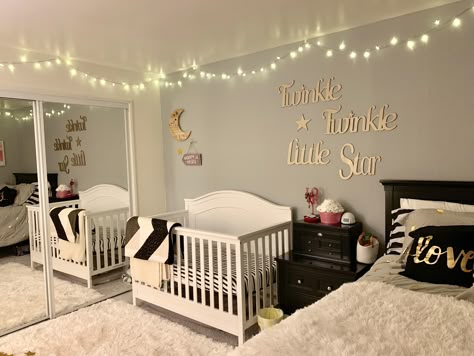 Nursery Corner In Parents Room Disney, Studio Nursery Apartment, Room With Crib And Bed, Shared Room With Baby Parents, Bedroom And Nursery Combo, Bedroom Nursery Combo, Small Bedroom Nursery, Nursery Corner In Parents Room, Nursery Baby Boy Room