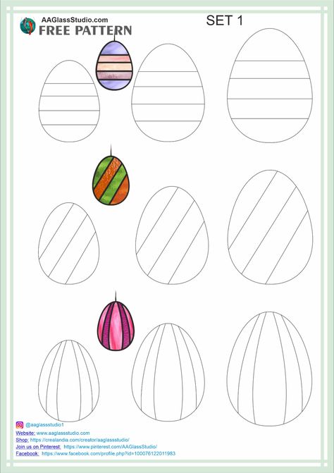 The stained glass patterns Easter eggs set is an electronic product that includes a collection of beautiful and simple designs Easter eggs for a stained glass. And also these patterns can be printed and made using various techniques, resulting in unique and stunning decorative pieces for the Easter holiday. The product is being offered for free on a Facebook page, and interested individuals can subscribe to the page to receive updates and access to future promotions and giveaways. Free Stained Glass Patterns, Stained Glass Patterns Free, Easter Egg Pattern, Stained Glass Pattern, Stained Glass Ornaments, Easter Holiday, Glass Pattern, Glass Ideas, Stained Glass Patterns