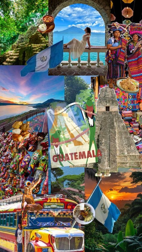 #collage #aesthetic #country #travel #viralpost #Guatemala #GuatemalanFood #stew #vibrant Guatemala Aesthetic Wallpaper, Latina Wallpaper, Aesthetic Country, Hidden Book, Guatemala Travel, Art Collage Wall, Future Life, Cellphone Wallpaper, Travel Bucket List