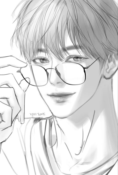 Anime Boy Drawings Pencil, Boy With Specs Drawing, Cha Eun Woo Sketch, Anime Boy With Glasses Drawing, Anime Sketch Levi Ackerman, Cute Drawings Of People, Animation Drawing Sketches, Pencil Sketch Images, Color Drawing Art