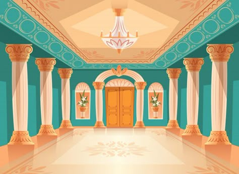 Palace Cartoon Background, Hall Illustration, Palace Interior, Episode Backgrounds, Desain Buklet, Scenery Background, Reception Hall, Game Background, Cartoon Background