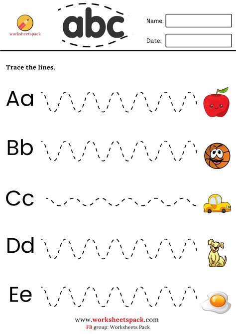 Letter Aa. A is for apple. Letter Bb. Letter B is for ball. Letter Cc. Letter C is for car. Letter Dd. Letter D is for dog. Letter Ee. Letter E is for egg. Pre Writing Tracing, Preschool Templates, Worksheets For Playgroup, Writing Practice For Kids, Letter Writing Worksheets, How To Teach Phonics, Teach Kids To Read, Line Tracing Worksheets, Remedial Reading