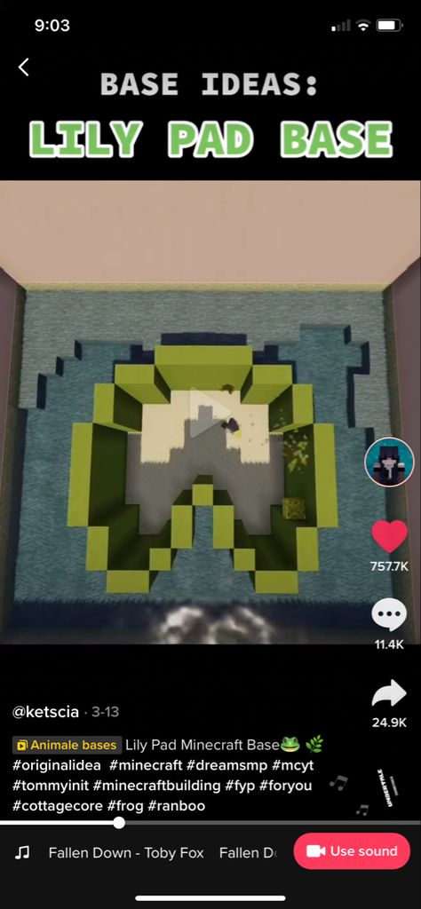 Minecraft Lily Pad Build, Giant Lily Pads Minecraft, Minecraft Lily Pad, Minecraft Templates, Minecraft Bedroom, Minecraft Inspo, Toby Fox, Minecraft Crafts, Minecraft Building