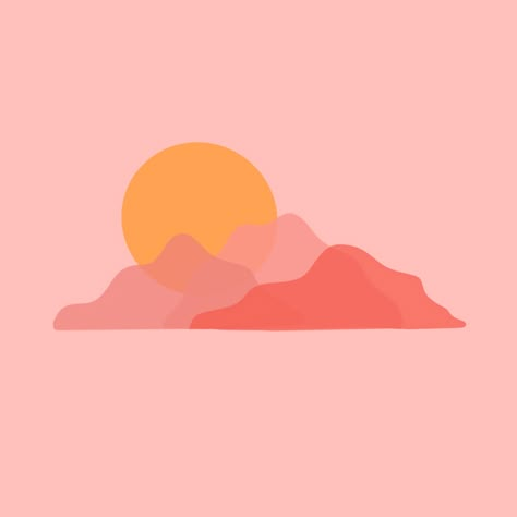 Sunrise on Behance Pink Sunset Illustration, Sunrise Vector Illustrations, Sunrise Graphic Design, Pilates Studio Logo, Sunset Graphic Design, Sunrise Over Mountains, Sunrise Illustration, Sunset Mural, Sunrise Drawing