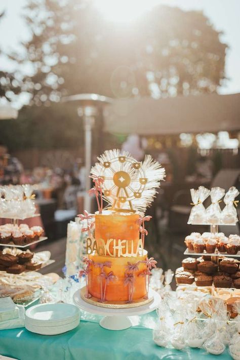 Babychella Baby Shower on Kara's Party Ideas | #babyshower Coachella Inspired Party, Coachella Birthday Party, Coachella Party Theme, Coachella Party Ideas, Coachella Theme Party, Coachella Theme, Coachella Birthday, Festival Themed Party, Coachella Party