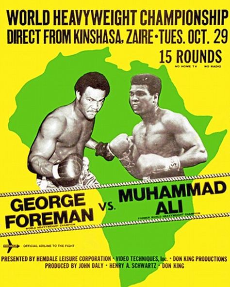 The pair's memorable bout in Zaire was billed as the 'Rumble in the Jungle' Don King, Mark Paul Gosselaar, John Daly, Mohamed Ali, Connect Four, Rumble In The Jungle, Muhammed Ali, Boxing Posters, Hank Aaron