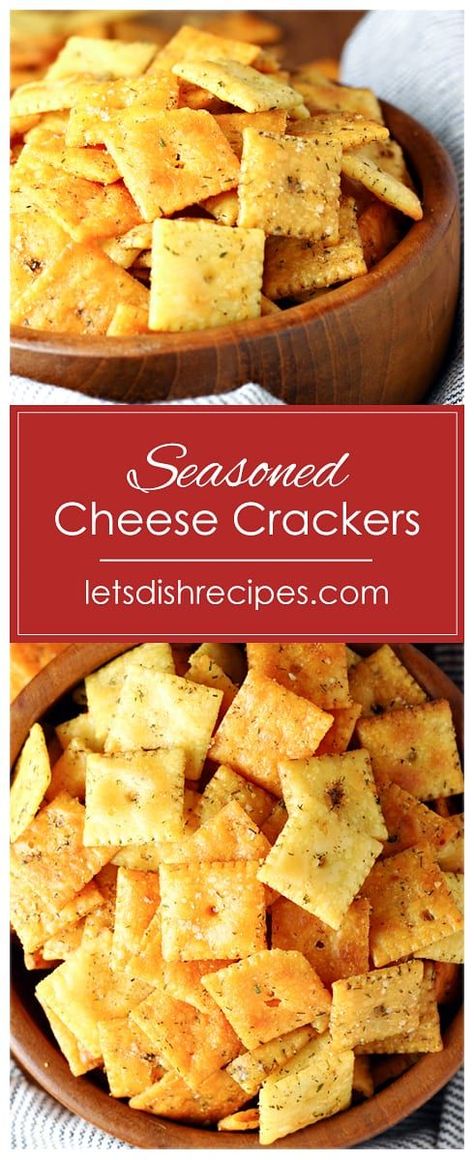 Ultimate Seasoned Ranch Crackers Recipe -- Your favorite cheese crackers are coated in a mixture of Ranch seasoning and other herbs and spices, for a kicked up snack great for game day, or any day. #snacks #appetizers #recipes #crackers Seasoned Cheese It Crackers, Savory Saltine Cracker Recipes, Ranch Crackers Recipe, Salty Biscuits, Ranch Crackers, Crackers Recipe, Snacks Appetizers, Appetizers Recipes, Cracker Recipes