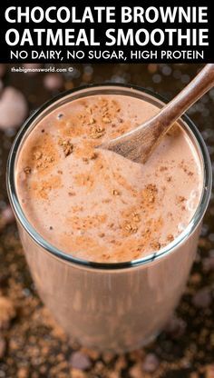 Brownie Oatmeal, Oatmeal Shake, Oats Smoothie Recipes, Oatmeal Smoothie, Smoothies Vegan, Oatmeal Smoothie Recipes, Protein Shake Smoothie, Oat Smoothie, Smoothie Recipes Healthy Breakfast