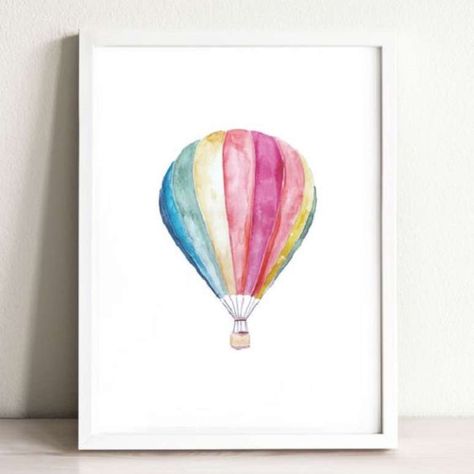 28. Quadro aquarela infantil para quarto de bebê – Foto Paper Mundi Watercolor Art Hot Air Balloon, Rainbow Hot Air Balloon, Akvarel Illustration, Hot Air Balloon Art, Air Balloon Art, Hot Air Balloons Art, Night Sky Art, Moon Art Print, Watercolor Paintings Easy