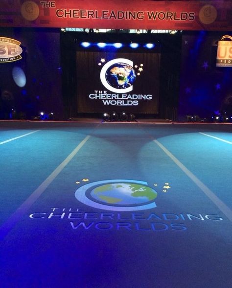 The Cheerleading Worlds 2014 - Stage Mat Cheer Mats, Cheerleading Worlds, Cheerleading Jumps, Dr Visuals, Wide World Of Sports, Cheer Photography, Cheerleading Quotes, Cheer Things, Allstar Cheerleading