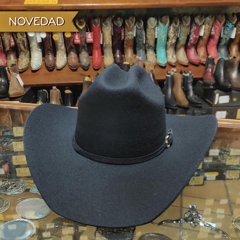 #SombreroWestern negro #DallasHats de fieltro rígido de lana ala ondulada alta Sombrero Cowboy, Western Hat, Western Hats, Panama Hat, Floppy Hat, Fedora, Cowboy Hats, Straw, Cowboy