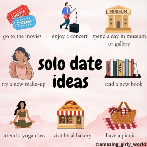 Solo Date Ideas, Love Being Single, Solo Date, Beautiful Relationship, Date Activities, Practicing Self Love, Vision Board Photos, Own Company, Hobbies To Try