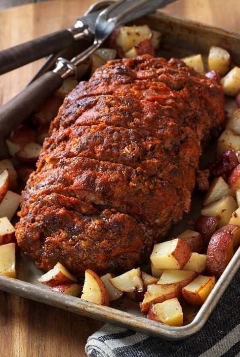 Meatloaf And Vegetables, Meatloaf With Vegetables, Sheet Pan Meatloaf, Meatloaf Potatoes, Pan Meatloaf, Sheet Pan Suppers, Easy Meatloaf, Vegetable Dish, Pan Dinners