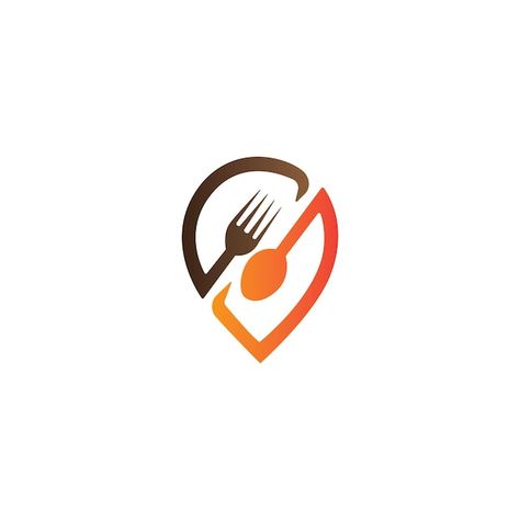 Location logo with cutlery design | Premium Vector #Freepik #vector #fork-icon #dinner-icon #cutlery-icon #spoon-icon Food Brand Logo, Location Logo, Restaurant Menu Card, Restaurant App, Cutlery Design, Kitchen Logo, Location Icon, Brand Logo Design, Menu Card