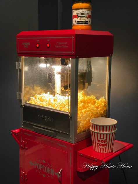 Home Popcorn Machine, Home Popcorn, Aesthetic Arcade, How To Make Popcorn, Popcorn Stand, Theater Popcorn, Stovetop Popcorn, Movie Theater Popcorn, Home Theater Room Design