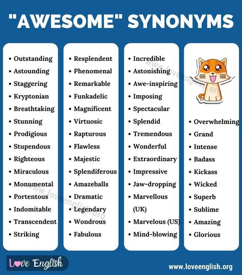 Good Synonyms, Taal Posters, Synonyms For Awesome, Essay English, Graduation College, Academic Paper, Essay Writing Skills, Descriptive Words, Good Vocabulary Words