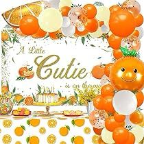 Orange Baby Shower Decorations, Cutie Party, Cutie Is On The Way, Orange Baby Shower, Orange Baby, Summer Birthday, Summer Boy, Balloon Garland, Shower Decorations