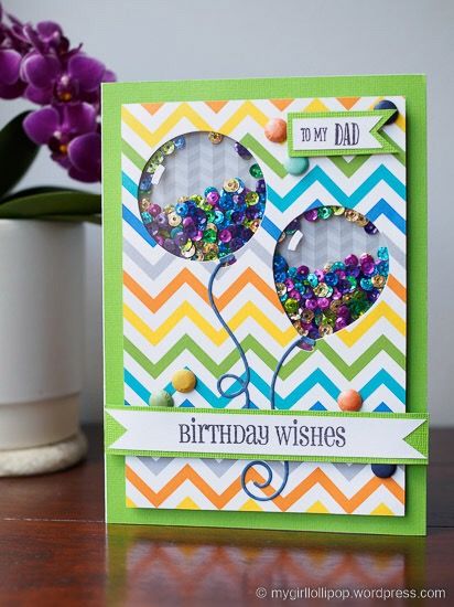 Birthday Shaker Card – mygirllollipop Happy Birthday Shaker Cards, Handmade Shaker Cards, Shaker Cards Diy, Shaker Cards Tutorial, Happy Birthday Cards Diy, Creative Birthday Cards, Colour Challenge, Homemade Birthday Cards, Birthday Card Craft