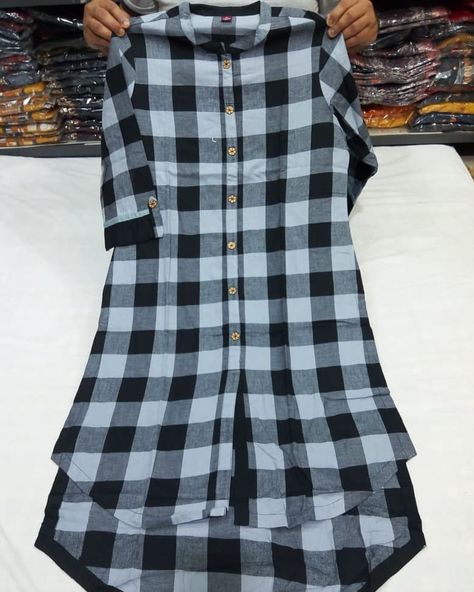 1125 plus shipping extra  Ath  Fine quality cotton checks #kurti . Up down pattern  Front 40 Back 44  Size 38 40 42 44 46… Checked Kurti Designs Indian, Check Kurti Designs Latest, Checks Kurti Designs Latest, Cheks Design Kurti, Check Kurti Designs, Checks Kurti Designs, Plazo Set, Indian Kurti Designs, Fusion Wear