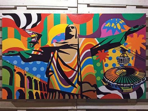 Brazilian Art - Artist Lobo - #brazil Brazilian Art, Brazil Art, Pop Art Artists, Jesus Drawings, Happy Design, Mural Design, Pop Art Painting, Pop Artist, Painting Art Projects