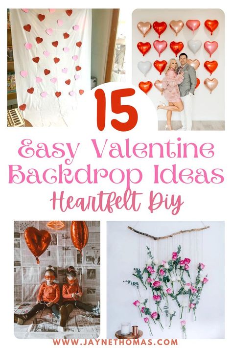 Infuse your celebration with love using these heartfelt DIY valentines backdrop ideas. Photo booth magic that's easy to create and impossible to forget! Easy Valentine’s Day Photo Backdrop, Easy Valentines Photo Backdrop, Valentine’s Day Photo Booth Ideas, Indoor Photo Backdrop, Easy Valentines Backdrop Ideas, Love Letters Decoration Ideas, Valentine Photo Background, Simple Valentines Backdrops, Diy Valentines Backdrop For Kids