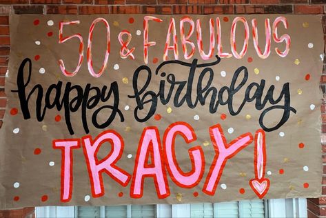 50th Birthday Banner For Women, Painted Birthday Banner College, Butcher Paper Birthday Sign, Happy Birthday Signs Diy, Happy Birthday Sign Diy, 50th Bday Party Ideas For Women, Birthday Signs Diy Poster, Butcher Paper Sign, Butcher Paper Banner